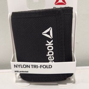 Reebok Black Nylon Tri-Fold Wallet with White Logo